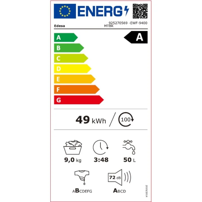 Перални с предно зареждане Пералня Edesa EWF-9400 MTBK