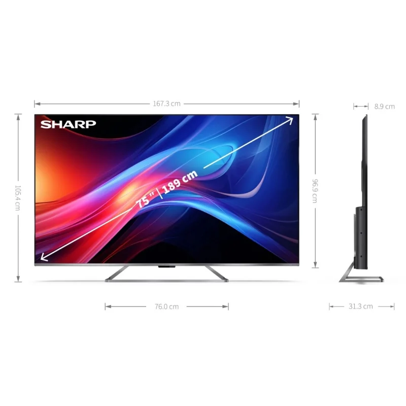 Телевизори 75” 4K Ultra HD QLED Google телевизор Sharp LC-75GP7265E