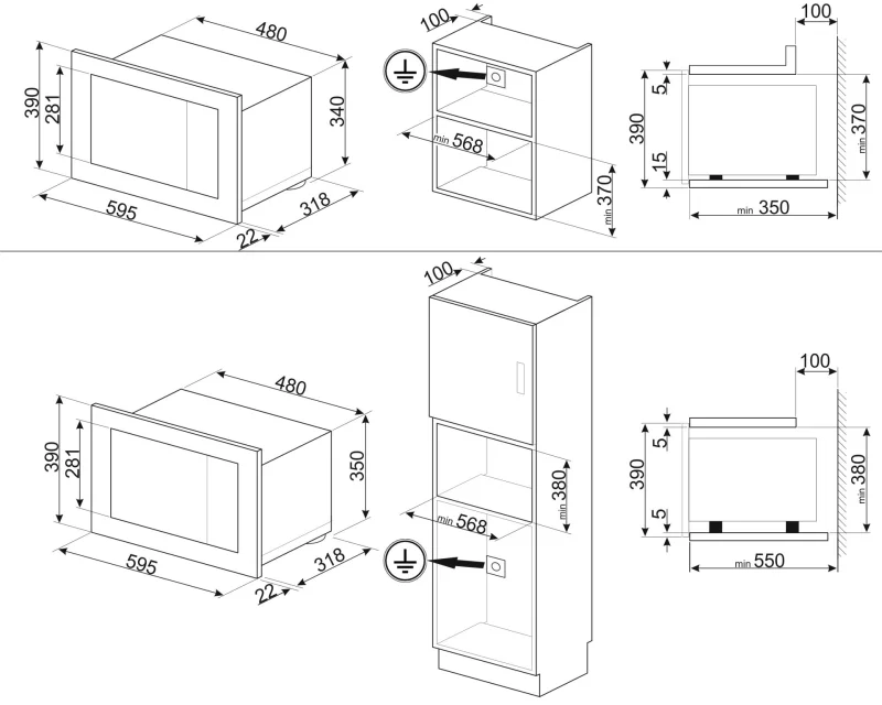 Микровълнови за вграждане Микровълнова за вгражданe Smeg FMI320X2