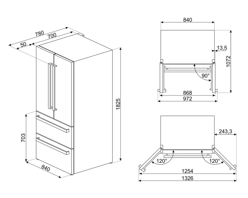 Хладилници с четири врати Хладилник Smeg FQ55FXDE