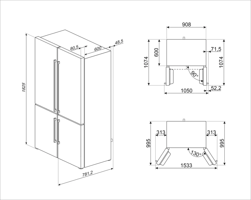 Хладилници с четири врати Хладилник Smeg FQ60NDE