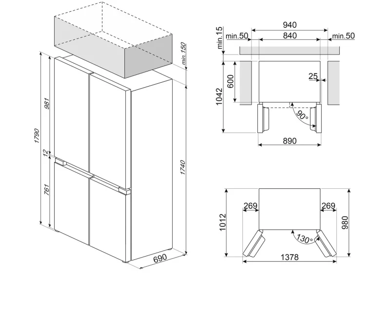 Хладилници с четири врати Хладилник Smeg FQI48KD