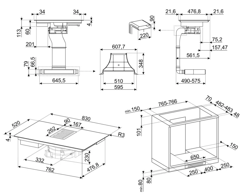 Аспириращи Плотове Аспириращ индукционен плот Smeg HOBD482D