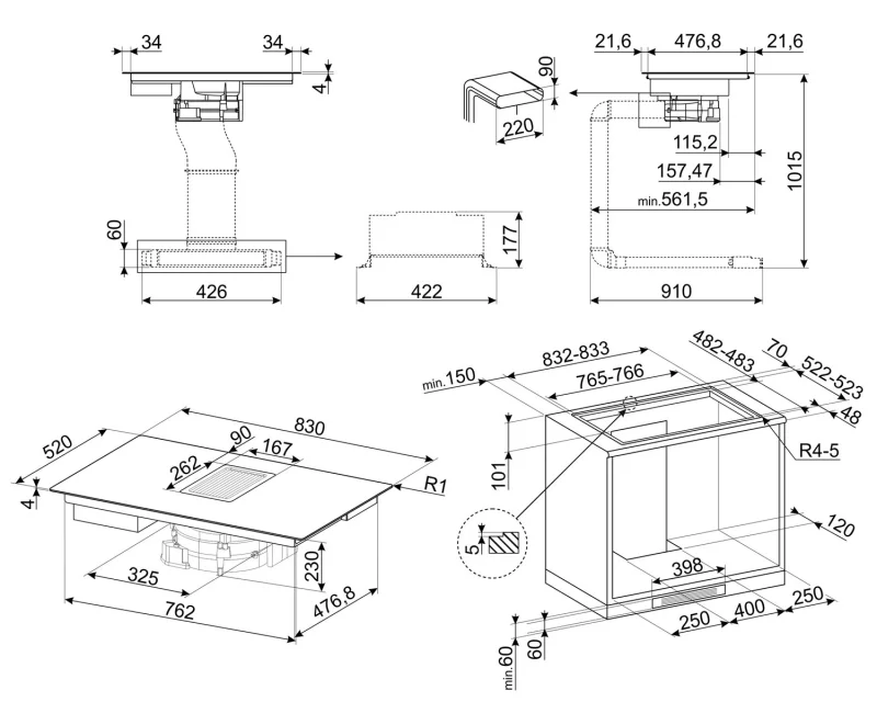 Аспириращи Плотове Аспириращ индукционен плот Smeg HOBD682D1