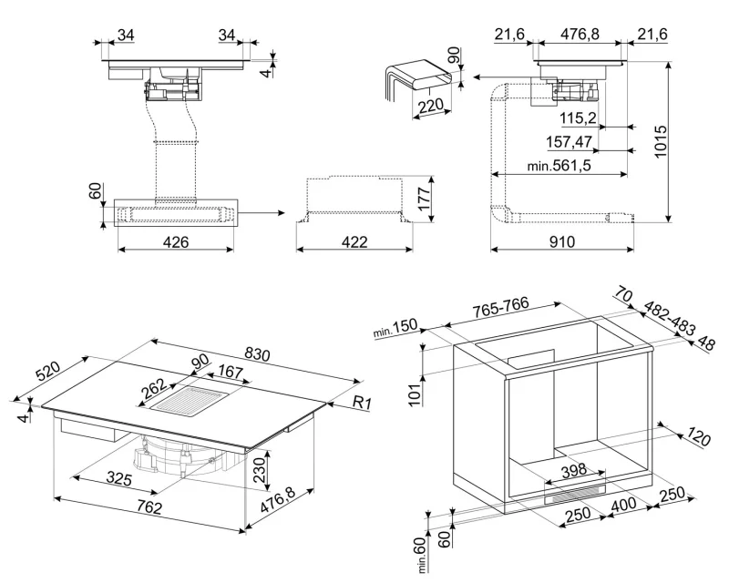 Аспириращи Плотове Аспириращ индукционен плот Smeg HOBD682D1