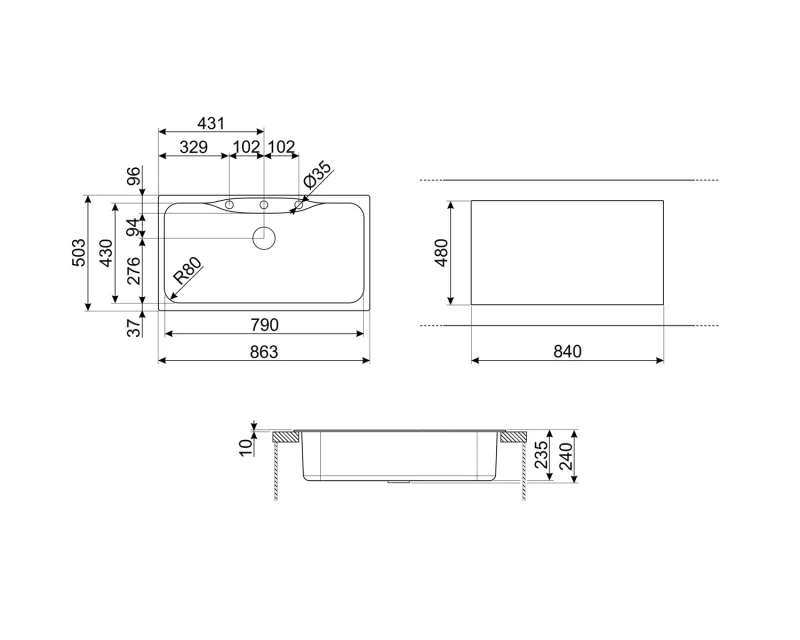 Мивки и смесители Мивка Smeg LSEG860AV2