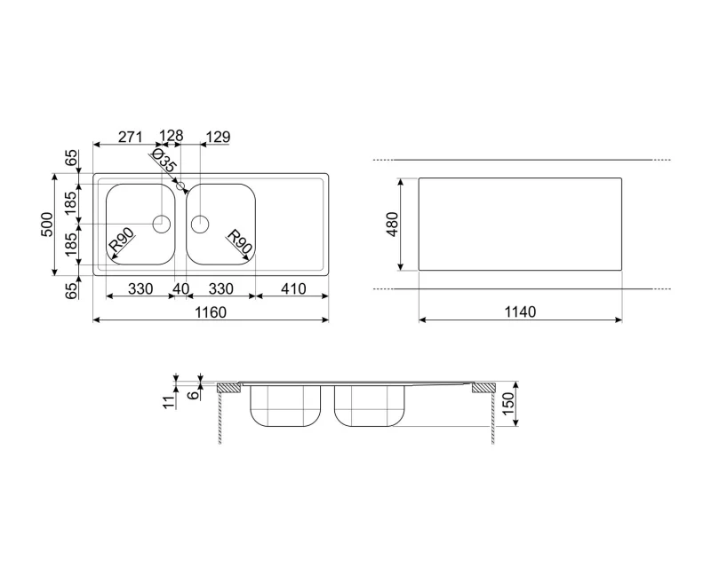 Мивки и смесители Мивка Smeg LYP116D