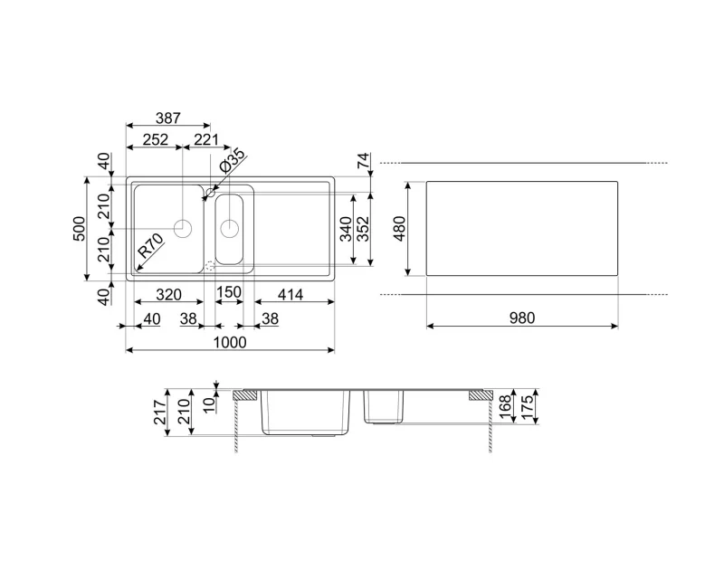 Мивки и смесители Мивка Smeg LZ102A2