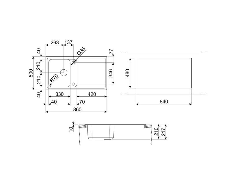 Мивки и смесители Мивка Smeg LZ861A2