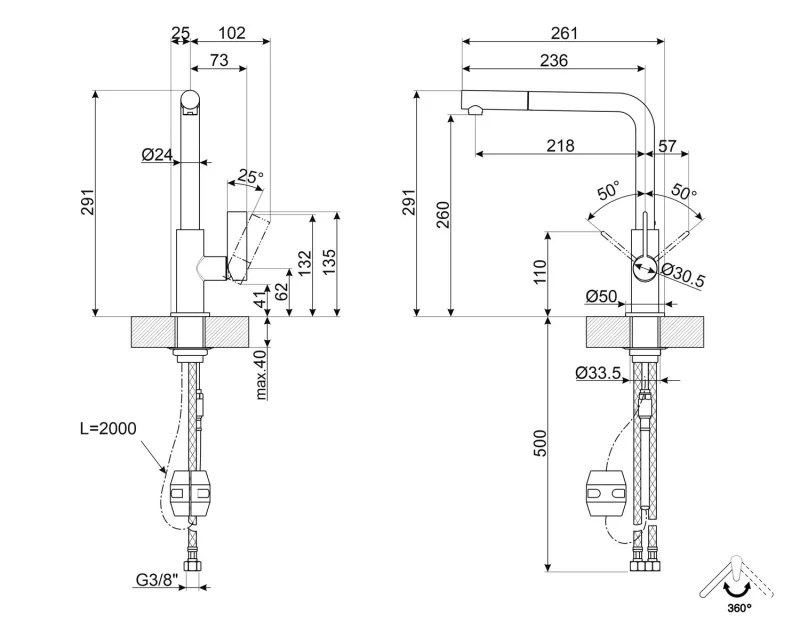 Мивки и смесители Смесител Pull-out Smeg MD22CUX