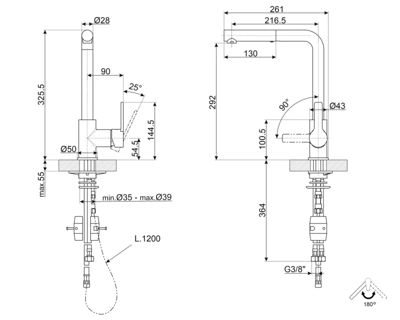 Мивки и смесители Смесител Pull-out Smeg MID1MN