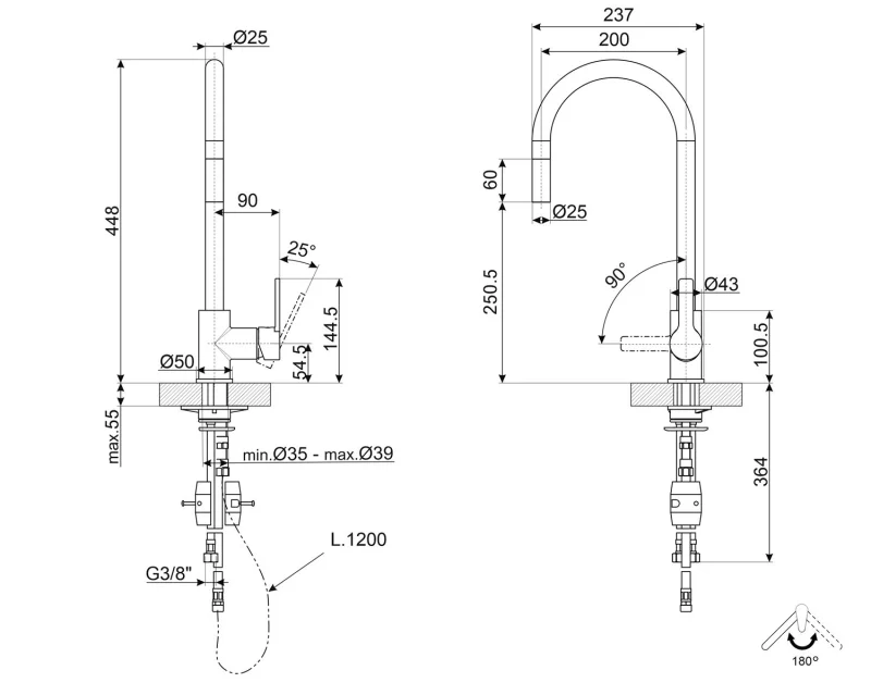 Мивки и смесители Смесител Pull-out Smeg MID2CR