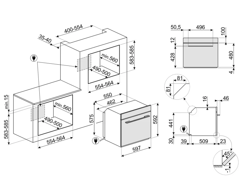 Фурни за вграждане Фурна за вграждане Smeg SF6101TB3