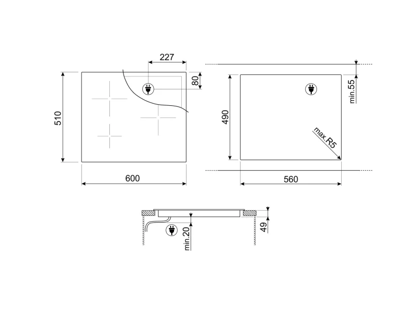 Индукционни Индукционнен плот Smeg SI2M7643B