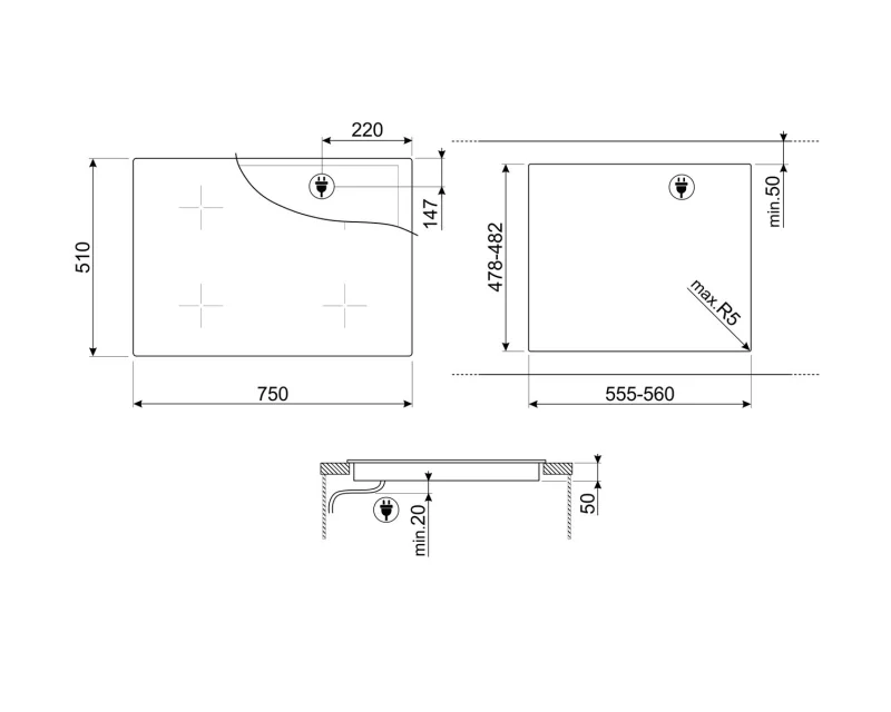 Индукционни Индукционнен плот Smeg SIB2741D