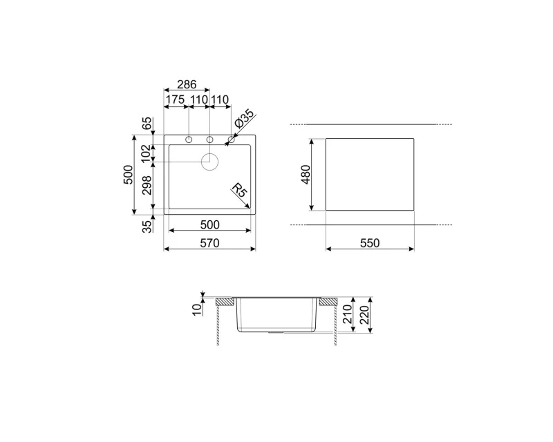 Мивки и смесители Мивка Smeg VZ57B